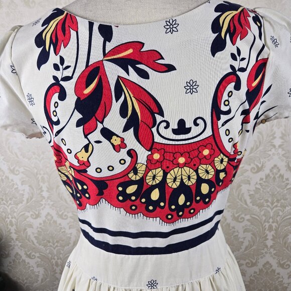 Downeast Basics Size Medium Fit & Flare Floral Dress Cap Sleeve 100% Cotton - Picture 9 of 14